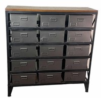 METAL & MANGO WOOD INDUSTRIAL CHEST OF DRAWERS