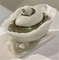 Antique baby chick in egg with sleigh base candy