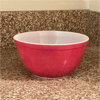 Vintage Red Pyrex Bowl Shows Wear
