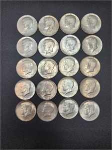 20 Kennedy 90% Silver Half Dollars