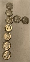 (9) Assorted Date & Mint 1950s Dimes