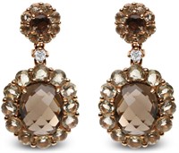 18k Rose Gold 8.64ct Quartz & Diamond Earrings