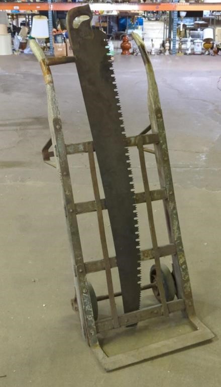 (JL) Vtg Cross Cut Saw 58"L w/ 1" Teeth & Vtg