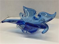Lorraine Art Glass Ashtray - Blue, 5 " tall