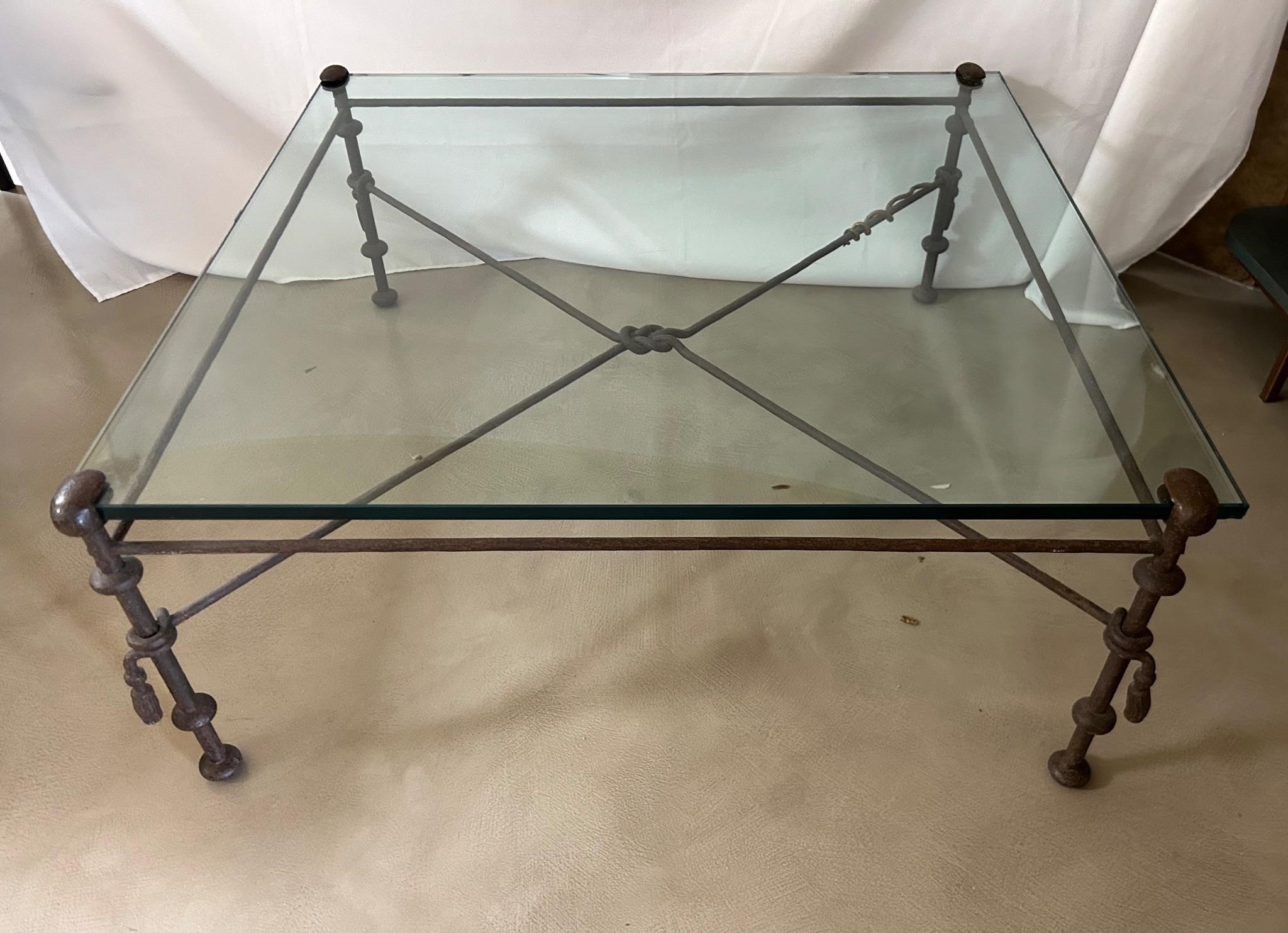 Nice Glass Top Square Coffee Table w Metal Base