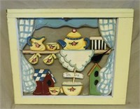 Hand Painted Tea Time Motif Window, Signed Palmer.