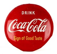 Vintage Large 1950s Coca-Cola Button Sign