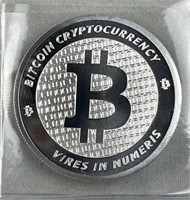 1oz Silver Bitcoin Crypto Round .999 BU