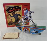 Collectible windup lone ranger tin toy