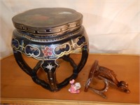 Asian Plant Stand & Mahogany Carved Shelf