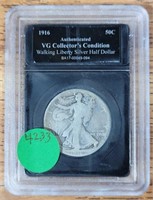 SLABBED 1916 WALKING LIBERTY HALF DOLLAR