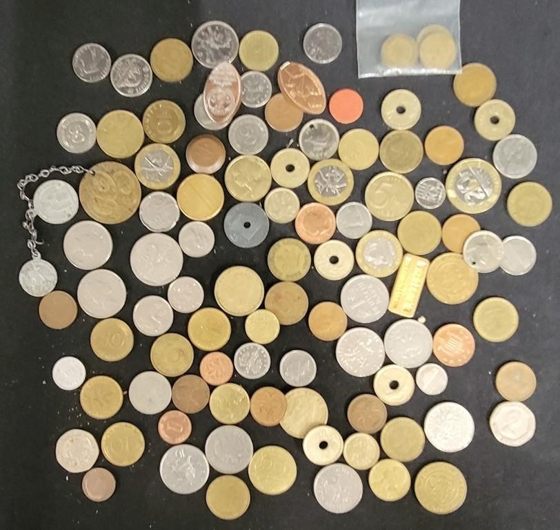 Lot of Various Foreign Coins and Tokens