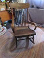 EARLY PAINT DECORATED REDLINE ROCKING CHAIR