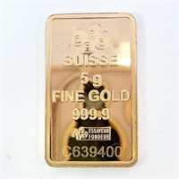 5 gram Fine Gold Bar - Lady Fortuna Pamp Suisse