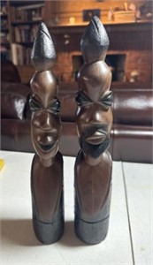 2 Wood Carved Figures