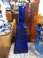 Cobalt blue triangular bottle