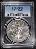 2018 AMERICAN SILVER EAGLE PCGS MS70