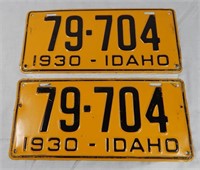 1930 Idaho License Plates Matched Set 79-704