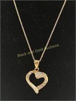 Marked 925 Sterling Silver Gold Tone Heart Pendant