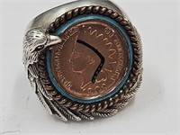 925 Silver Ring sz9 1903 Indian Head Penny