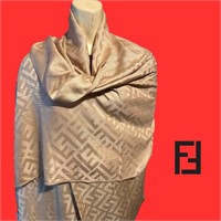 Fendi Gold Monogram Silk Pashmina In New Condition