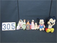 5 Dolls of the World & Mickey Mouse plush toys