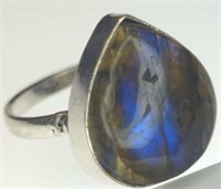 925 stamped labradorite ring size 8