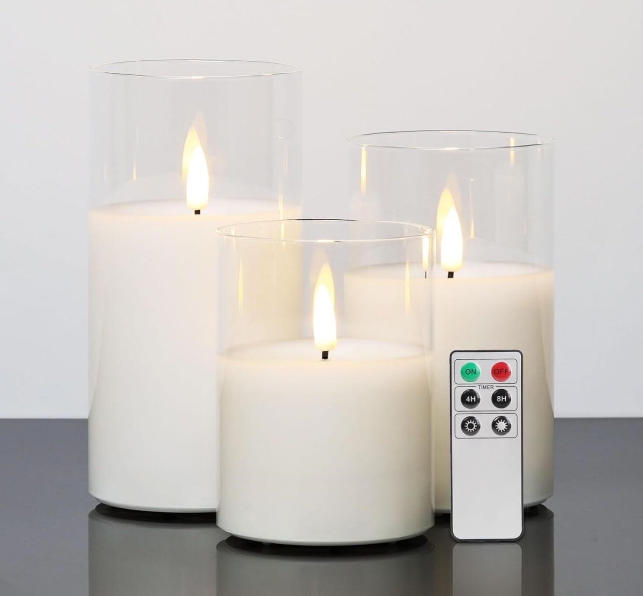($38) Eywamage Clear Glass Flameless Candles