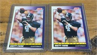 Two 1991 Brett Favre RC Score #611