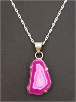 925 stamped 18" necklace with agate pendant