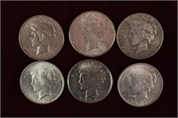 6pcs Peace Dollar Lot 1922 - 1926, 1934, 1935