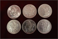 6pcs Morgan Silver Dollar Lot 1900, 03, 04, (3)
