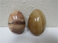 TWO HEAVY MARBLE EGGS