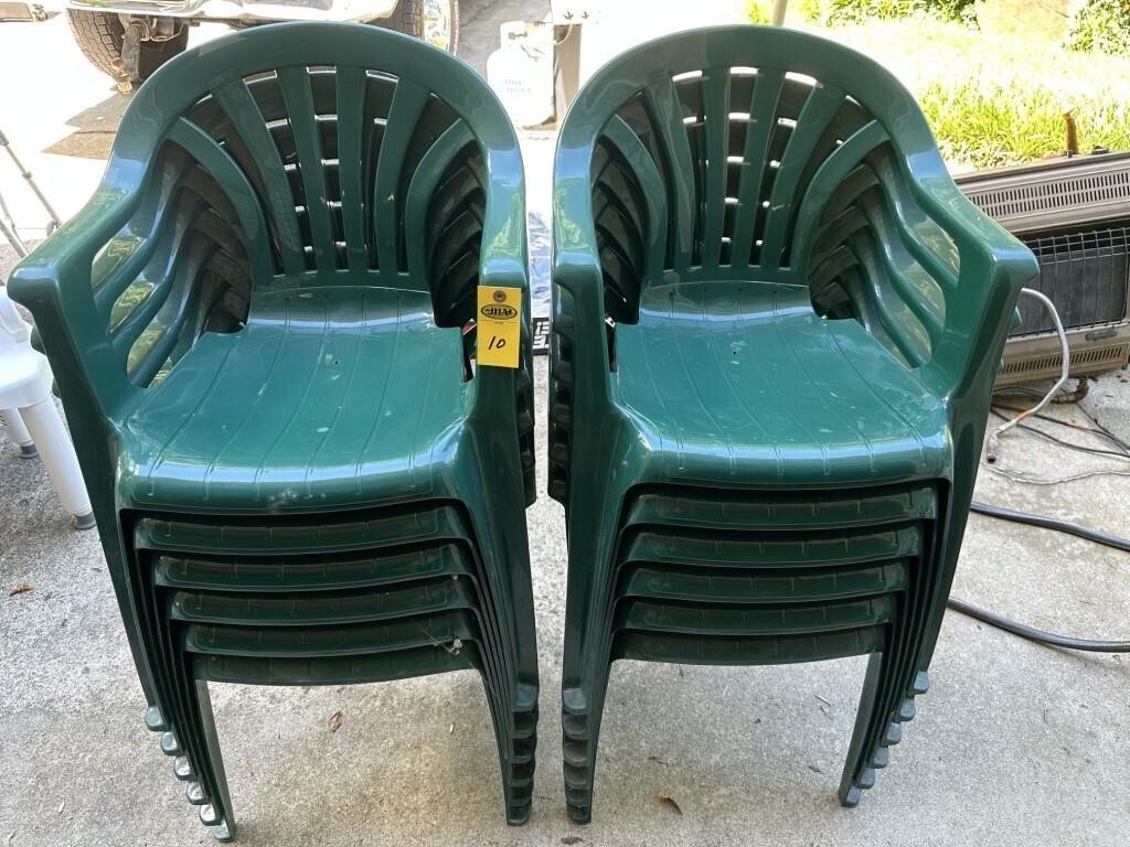 12 Green Yard Chairs