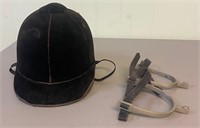 Vintage English Riding Helmet & Spurs