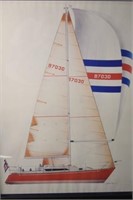 SAILBOAT PRINT "DORSETT '86" - 36"H X 26 1/2"W