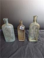 Lot of 3 Older Apothecary Bottles