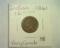 1861 INDIAN CENT VG+