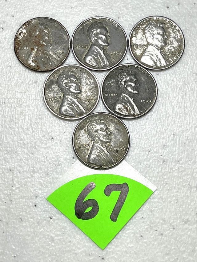 (6) Zinc War Pennies 1943