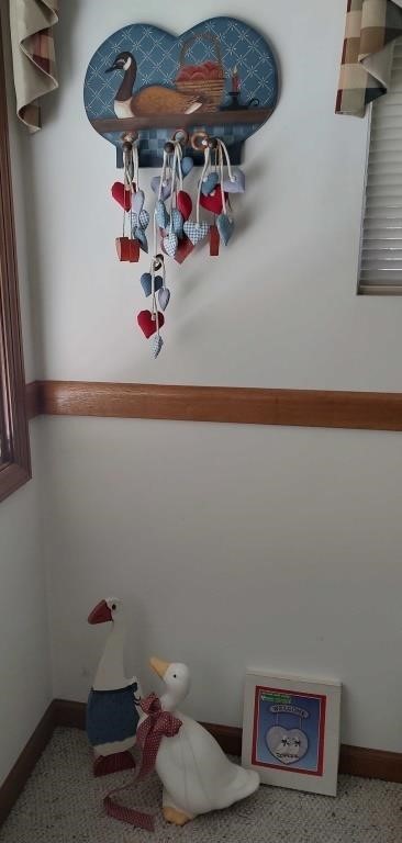 Ceramic Geese and Wooden Goose Rack