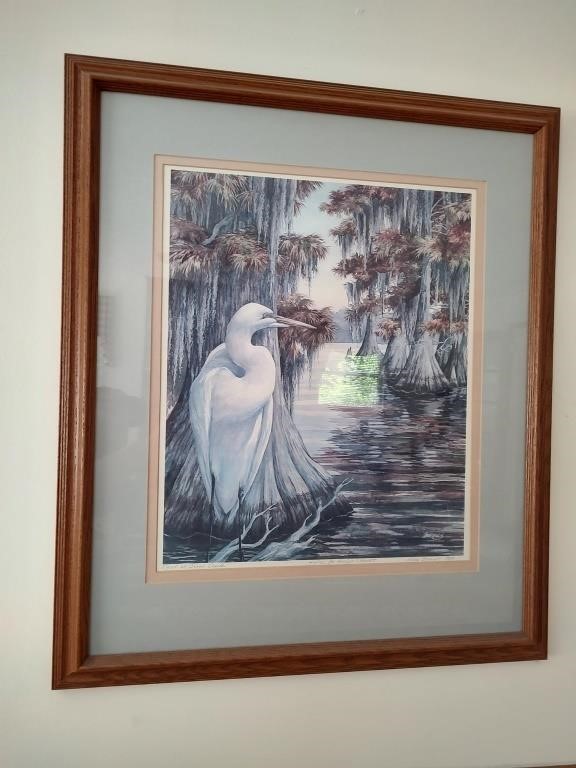 "Egret at Cross Creek" Print Signed by Kate Barn