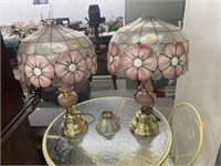 Mid century modern Capiz shell chandelier lamps
