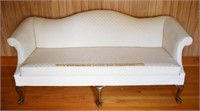 WHITE CHIPPENDALE STYLE CAMEL BACK SOFA
