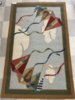 Modern Hooked Rug with Kites