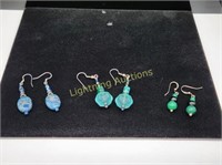 THREE PAIRS OF BEADED DANGLE EARRINGS