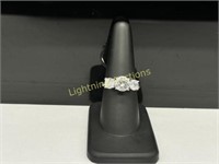 STERLING SILVER THREE STONE CZ RING