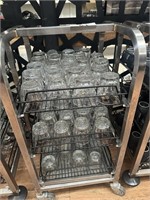 Mobile 3 Tier Glass Storage Rack, 3 Trays Tumblers