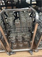 Mobile 3 Tier Glass Storage Rack, 3 Trays Mugs