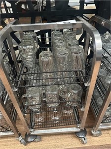 Mobile 3 Tier Glass Storage Rack, 3 Trays Mugs