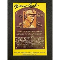 Warren Spahn Signed Hof Postcard Jsa Coa